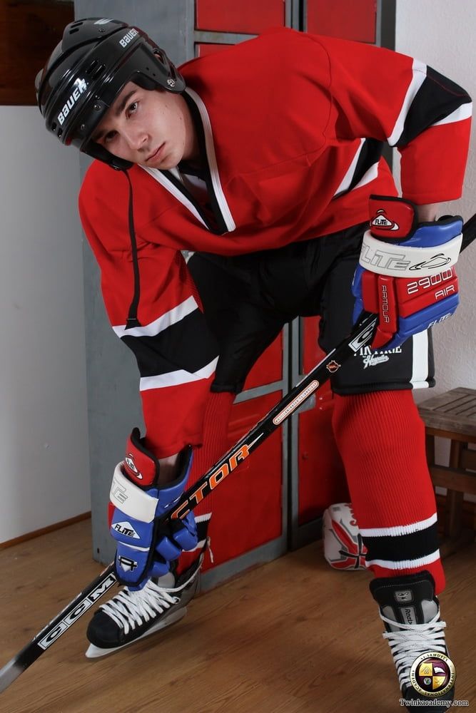 Teen hockey jock jerks off