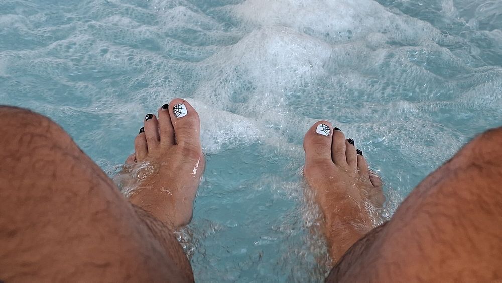 My wet steamy pedicured feet #14