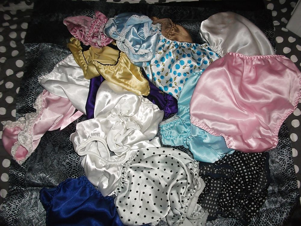 A selection of my wife's silky satin panties #8