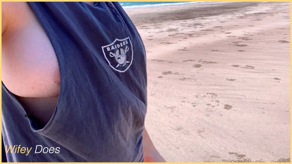 WIFEY dared walking around side boob on public beach #20