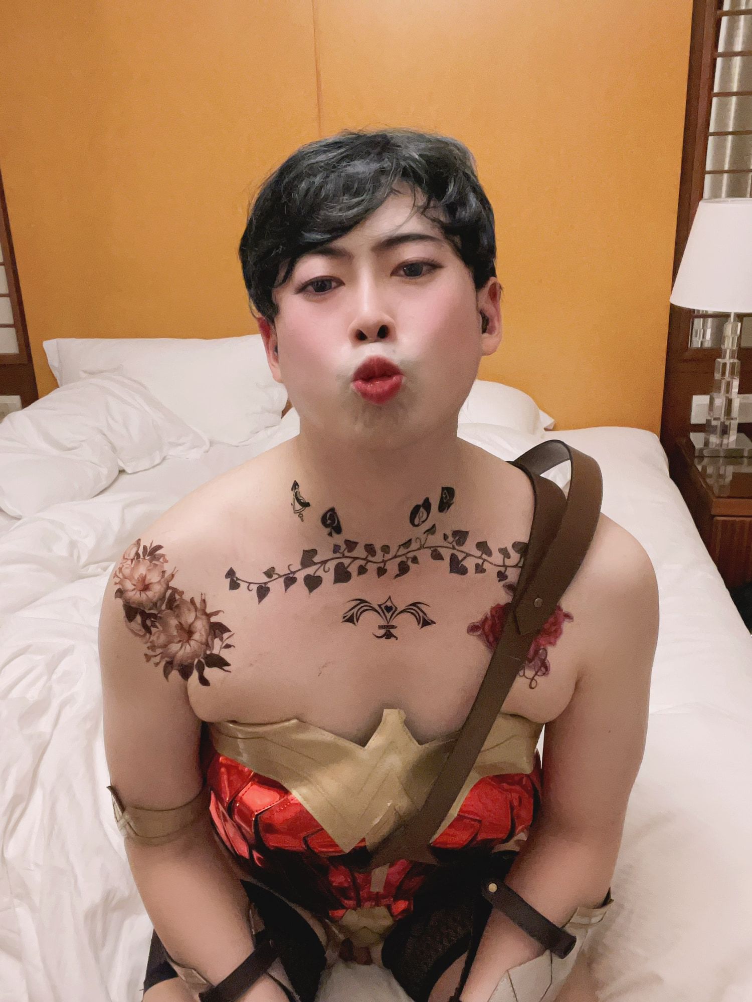 Asian sissy slut in wonder woman custome with tattoo #26