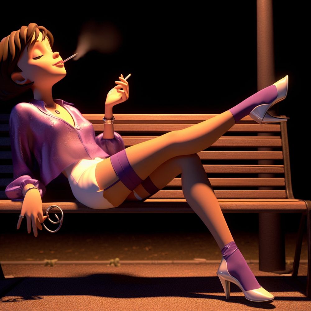 Purple Stockings Smoking. #16