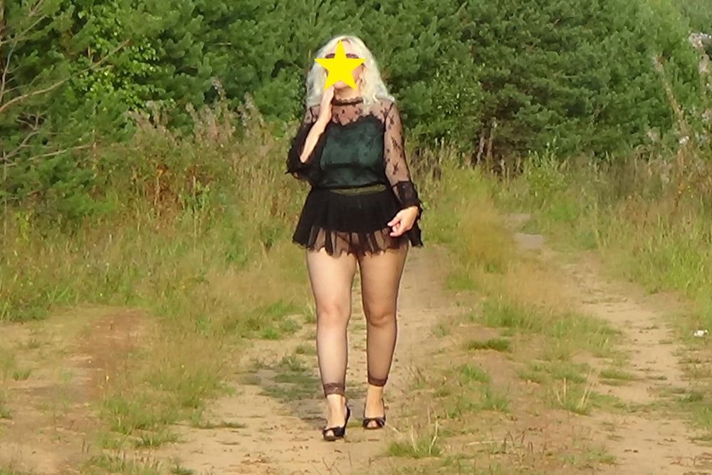 my ass in black pantyhose in nature #25