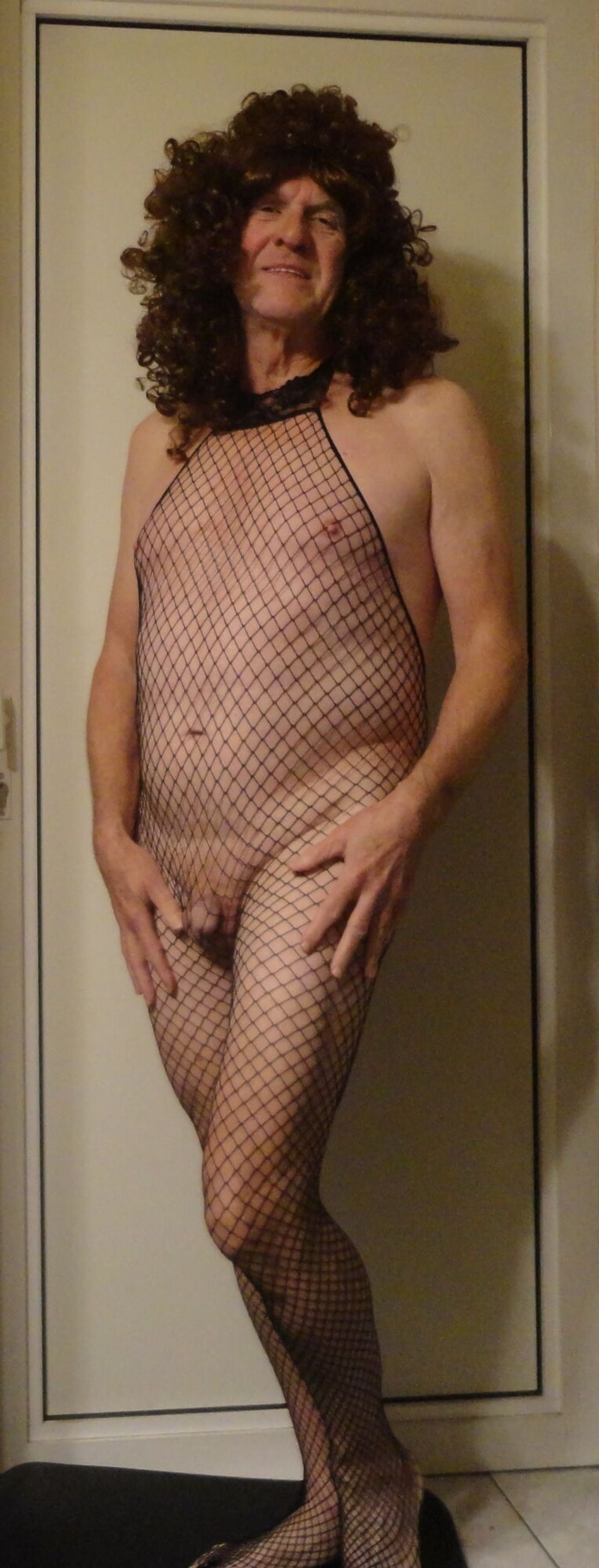 Me crossdressing in catsuit