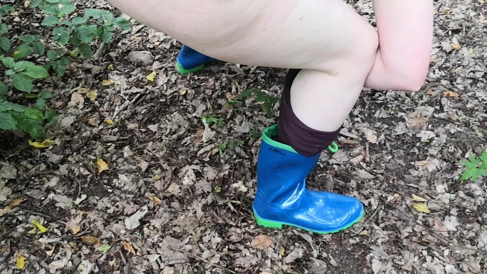 Peeing in rubber boots #44