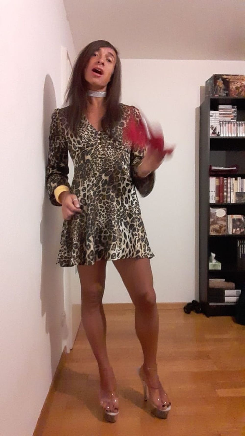 Sissy Tygra in leopard dress on 2019 octobre. #57