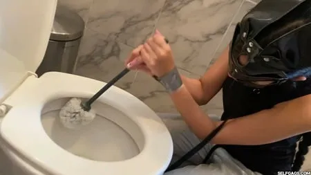 cute slave girl used as toilet cleaner by lezdom mistress         