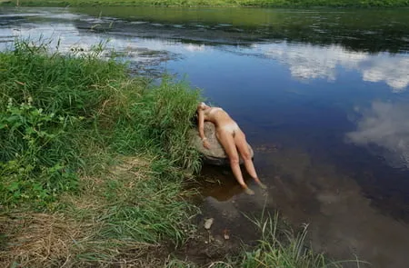 boulder in volga river         