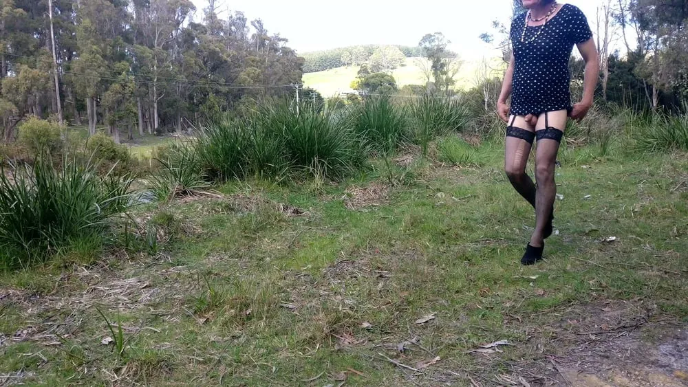 Crossdress Road Trip Black Pokadot dress #3