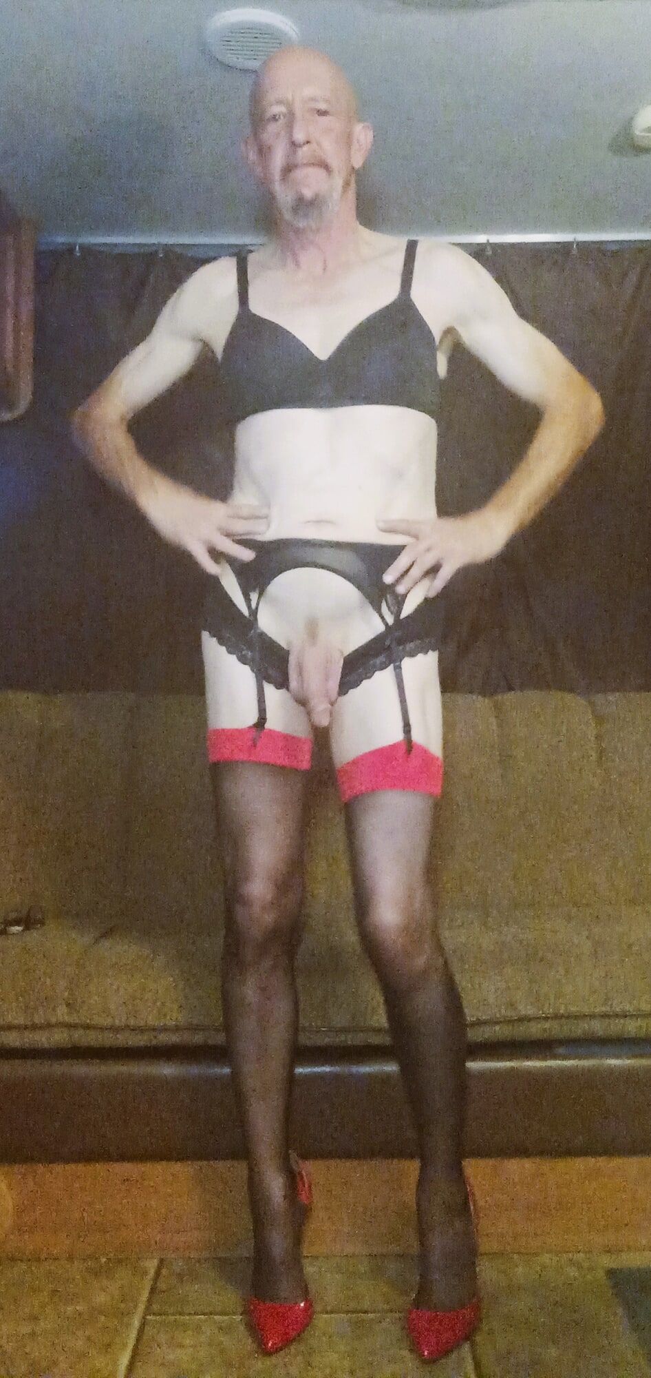 Faggot Andrew Brown Dressed in Stockings and Heels #10