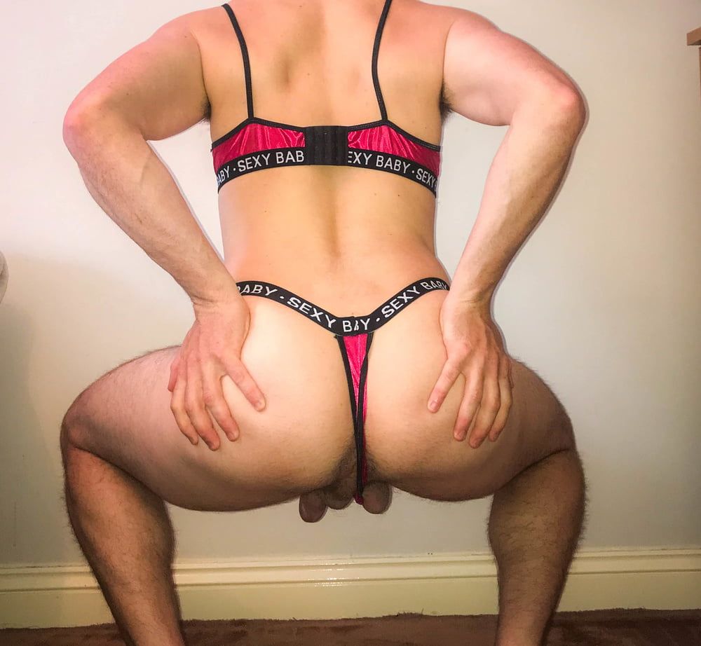 Satin thong and bra - big ass cd slut  #25