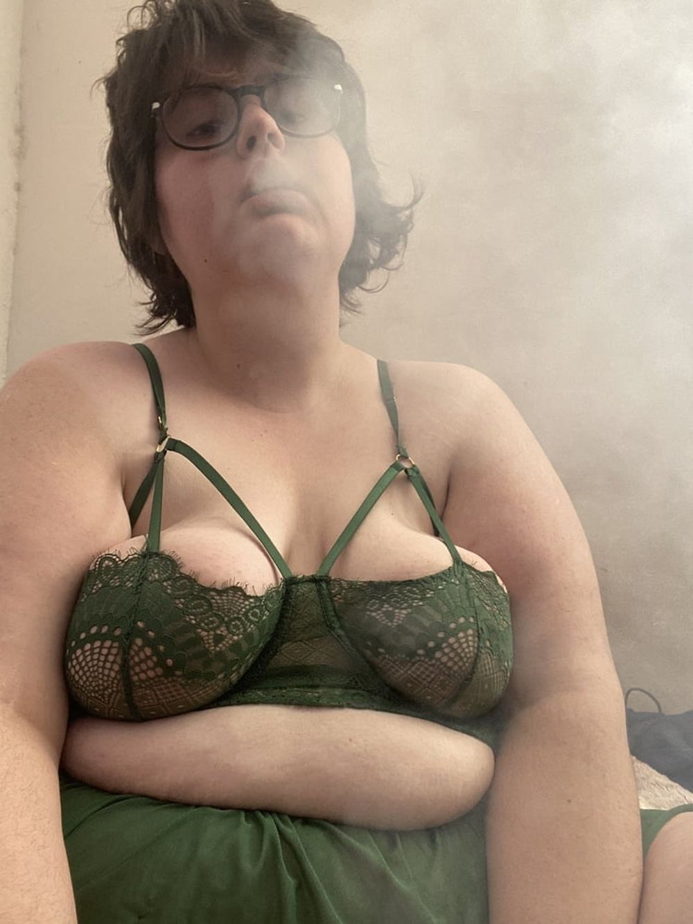 BBW in lingerie fingerfucks self  #14