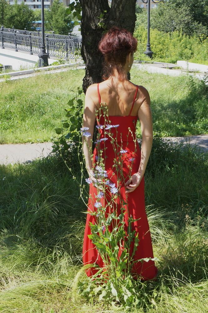 Red dress - green garden #18