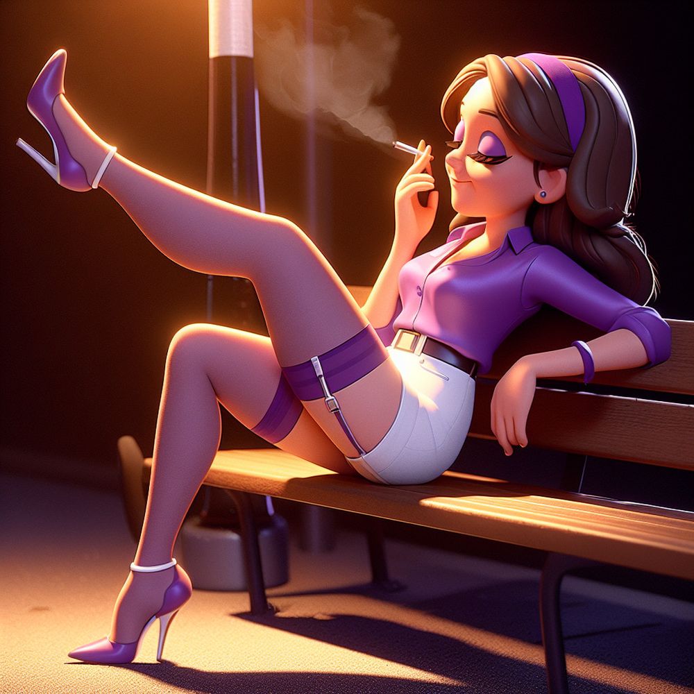 Purple Stockings Smoking. #38