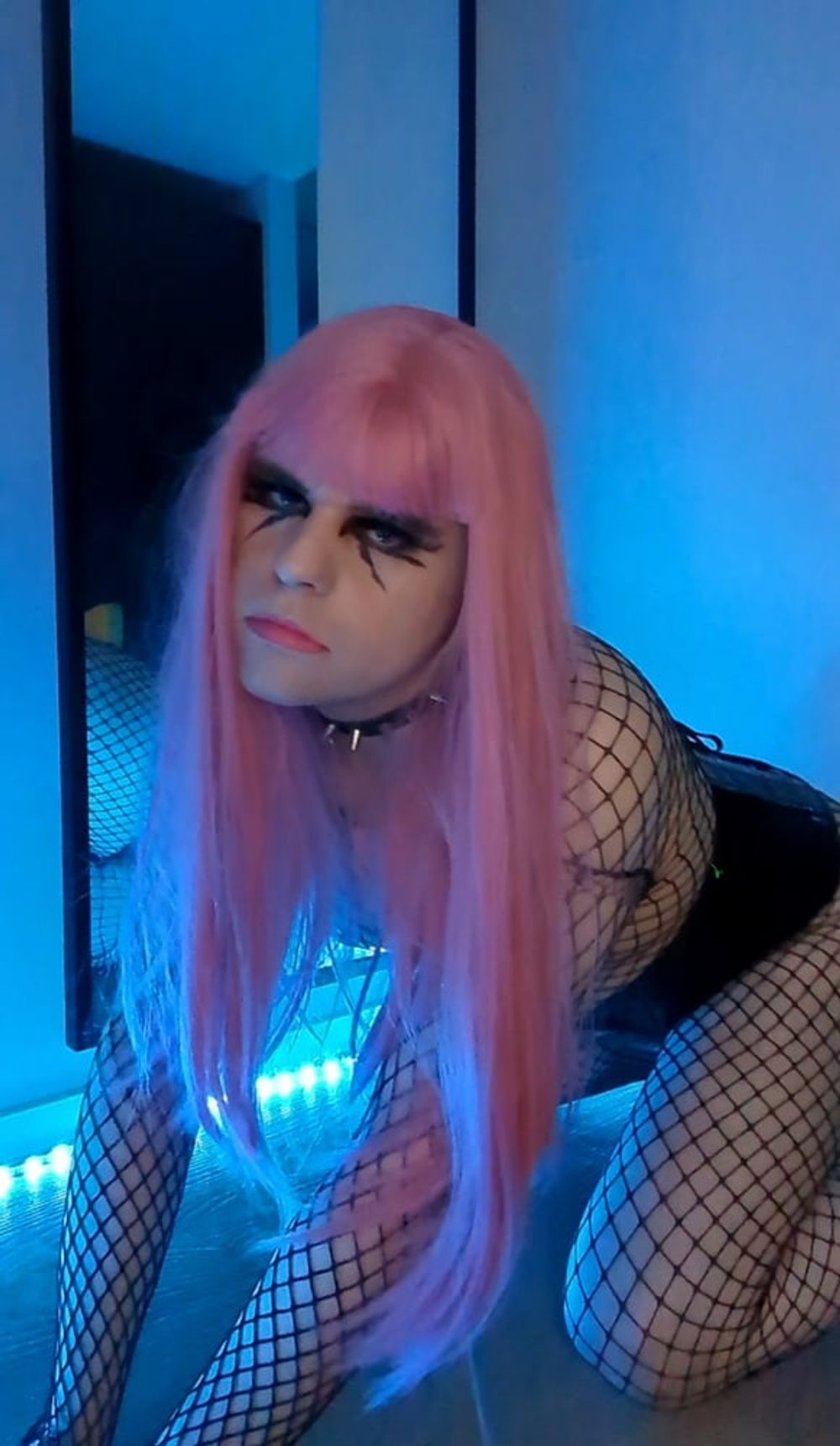 Goth Sissy Spooky FISHNET Tranny Shemale #5