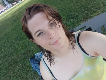 Me in a green tank top and grey panties 