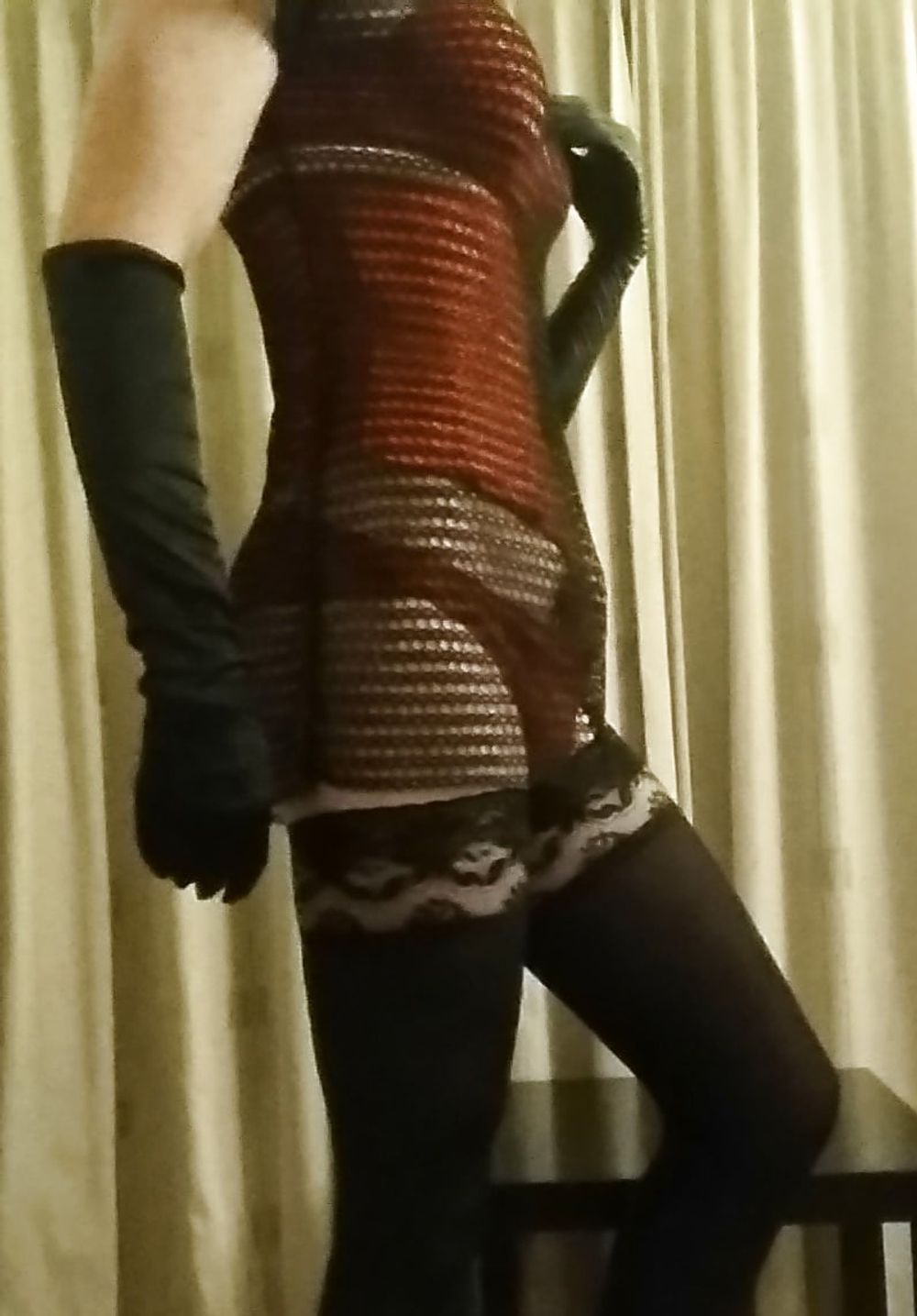 Mesh over red lingerie #9