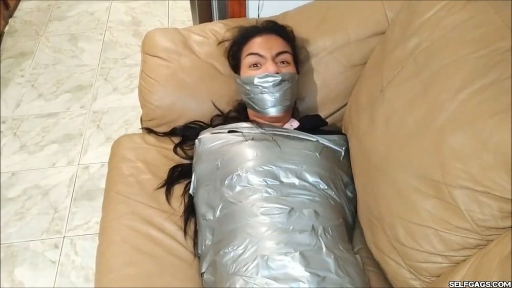 Gagged Girl Duct Tape Wrapped Up Tight - Selfgags