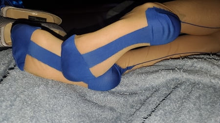 Blue Cuban Heel Nylon