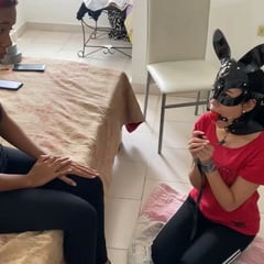 Chair Tied, Panty Gagged And Un-Masked By Mistress