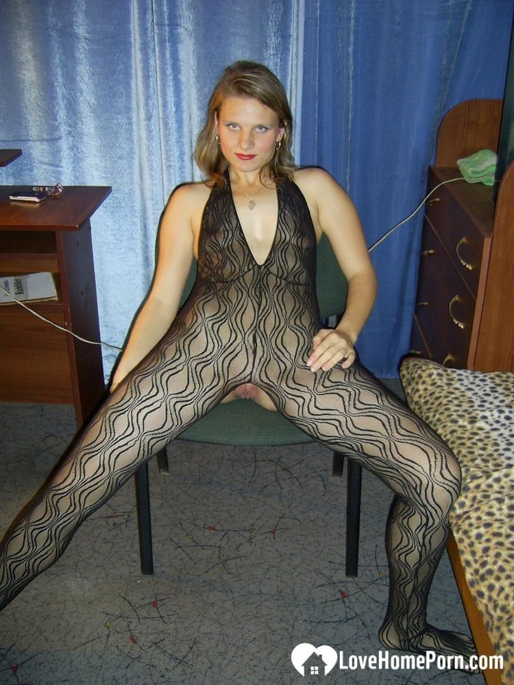 Kinky girlfriend in pantyhose fools around the apartment #24