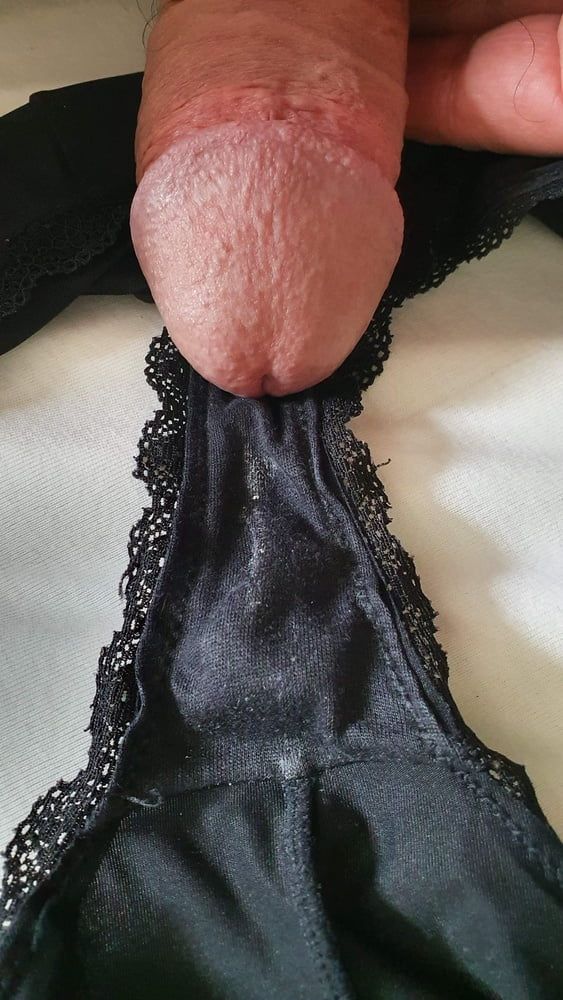 Cum on used Black panties #7