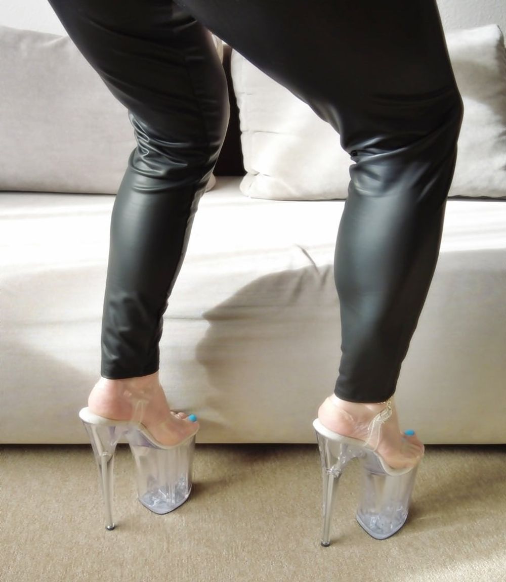 Clear High Heels And Black Leggings #6