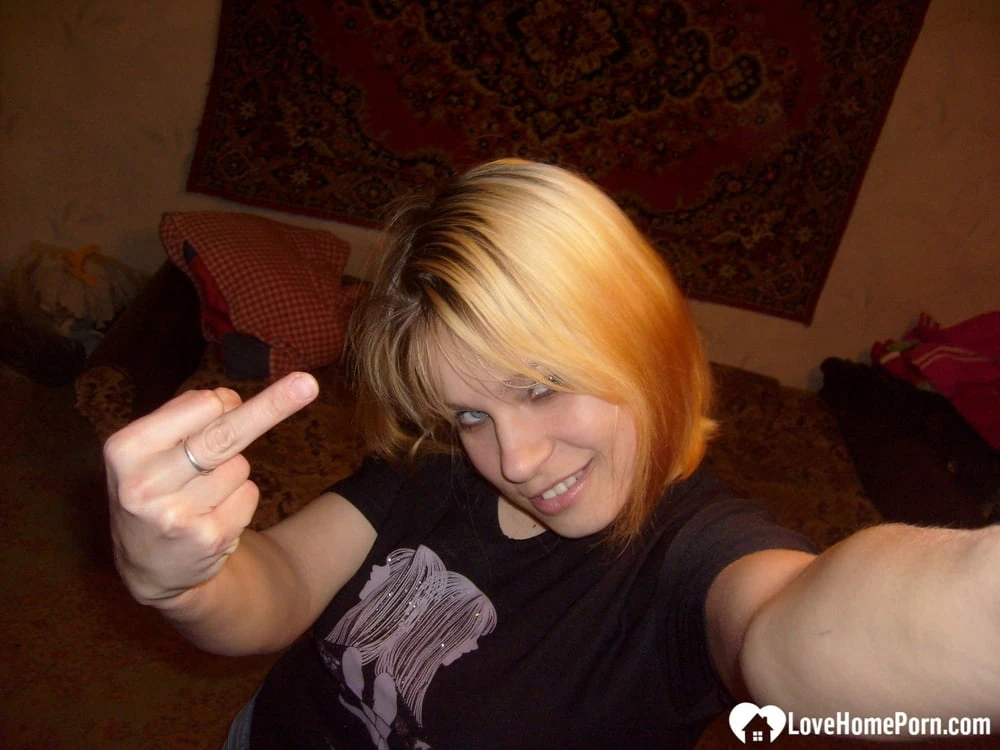 Blonde posing naked by the CTR monitor #35