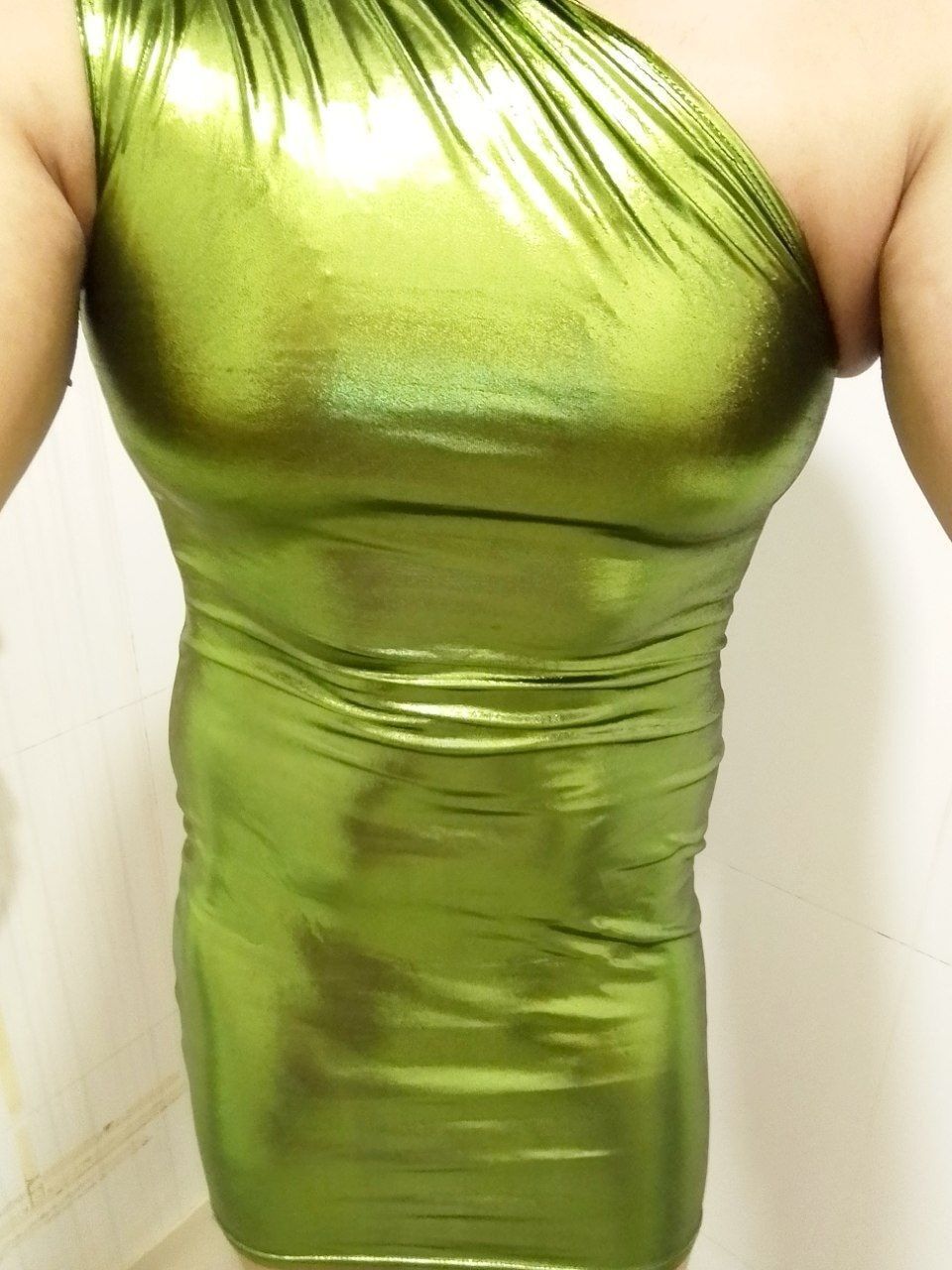 Crossdressing Fantasy in Green Latex Sissy Crossdresser  #4