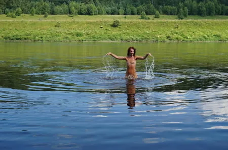 nude playing in volga river         