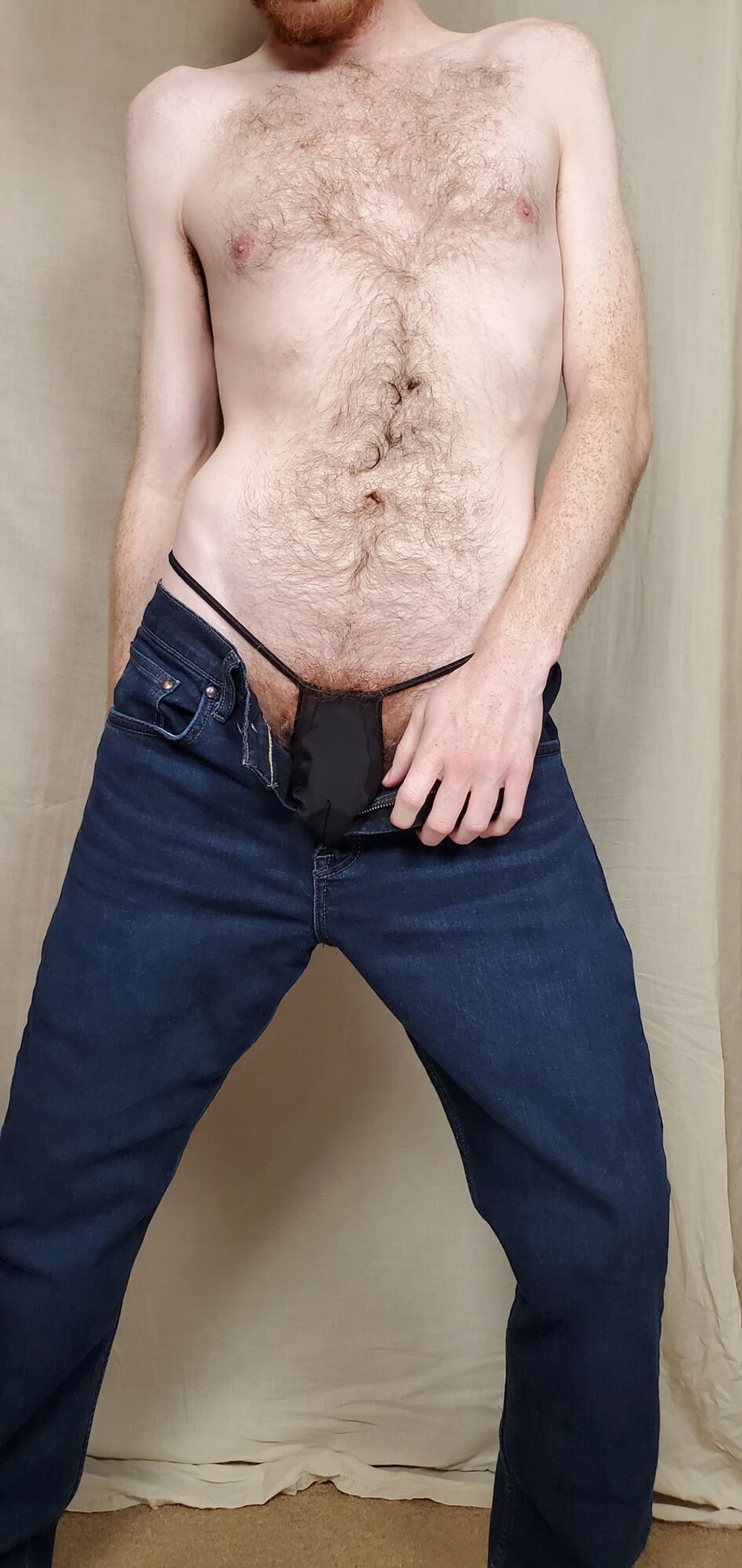 Me Teasing in Jeans and a G-String Going Nude With My Cock #37