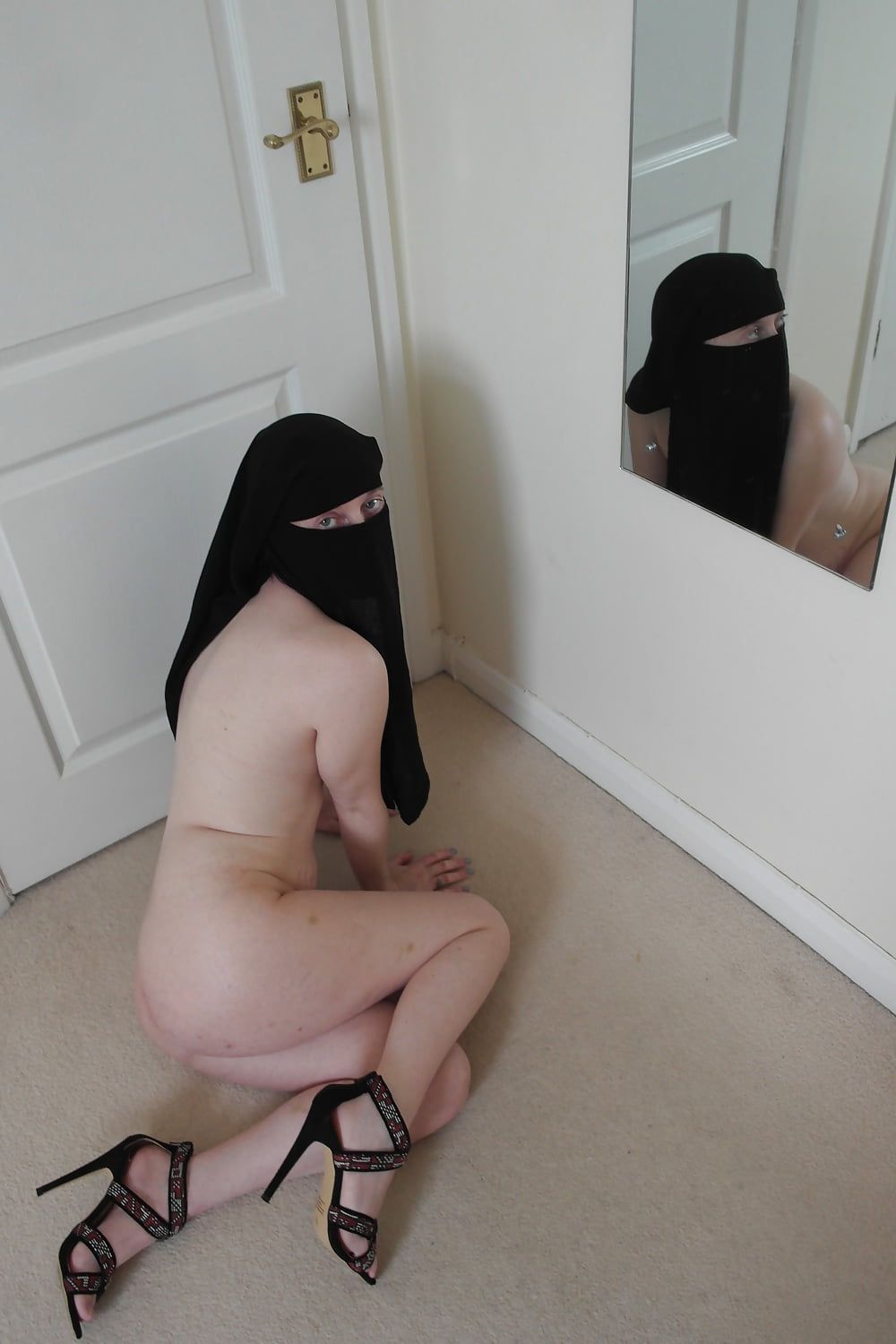 Shy Wife Naked in Niqab and Heels #16
