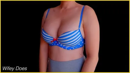 wifey looks amazing in a sailer print bra         