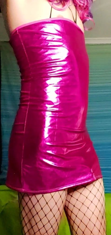 Pink string bikini ,pink metallic dress and some dildo  #31