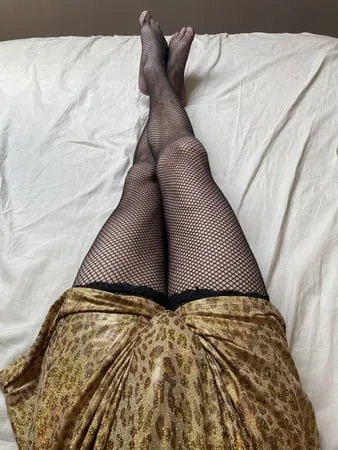 shiny gold dress with stocking         