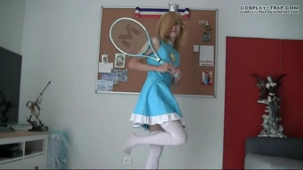 Crossdress cosplay Tennis Rosalina panties and anal show #2