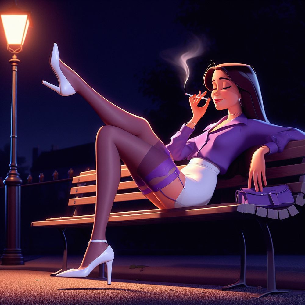 Purple Stockings Smoking. #34