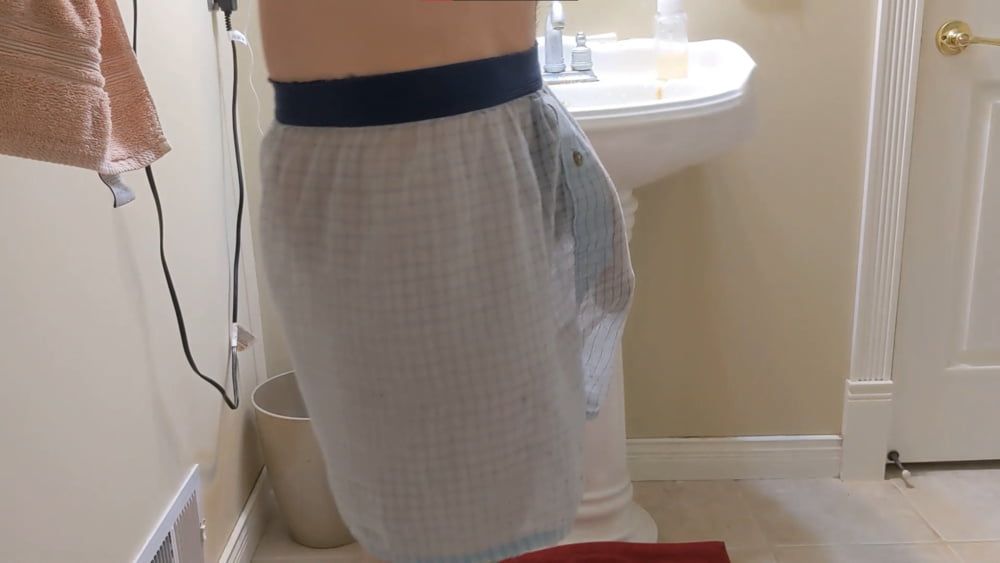 lots of cum on bathroom floor in see through undies #6