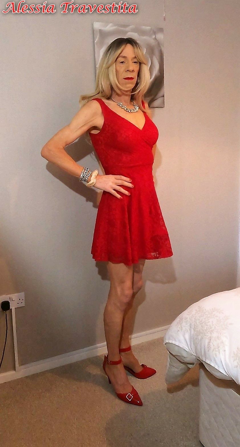 65 Alessia Travestita in Flirty Red Dress #41