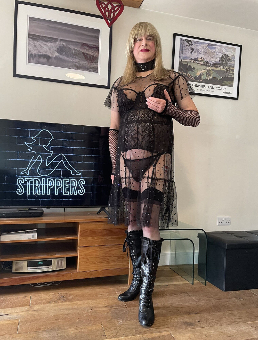 crossdressed in black lingerie #6