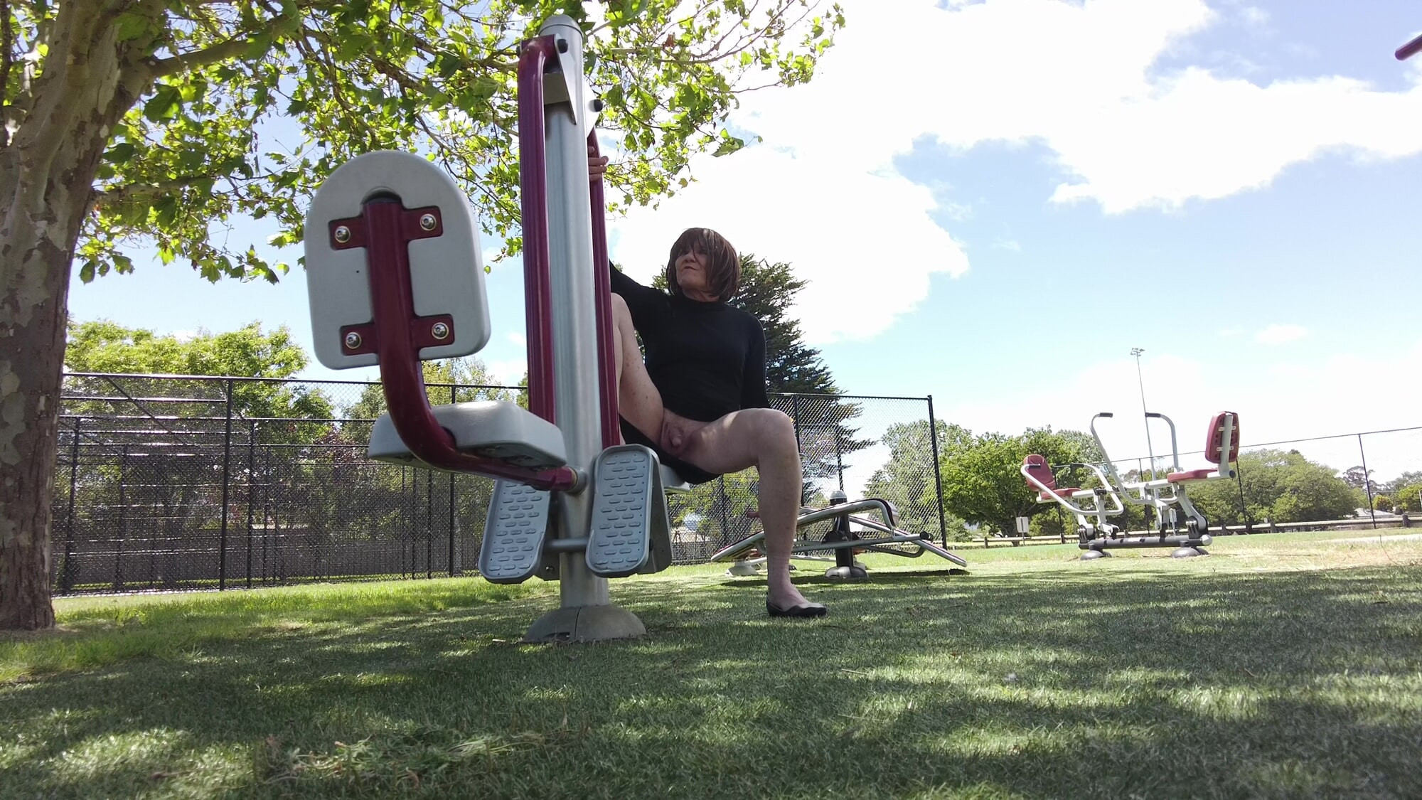 Crossdress Roadtrip - Outdoor Gym - Short Dress Pt2