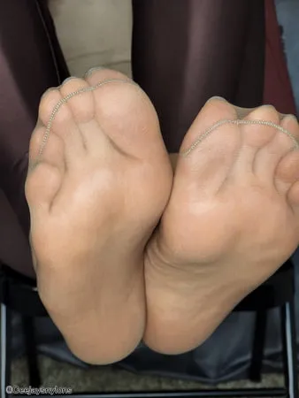 sexy size    feet in tan nylons         