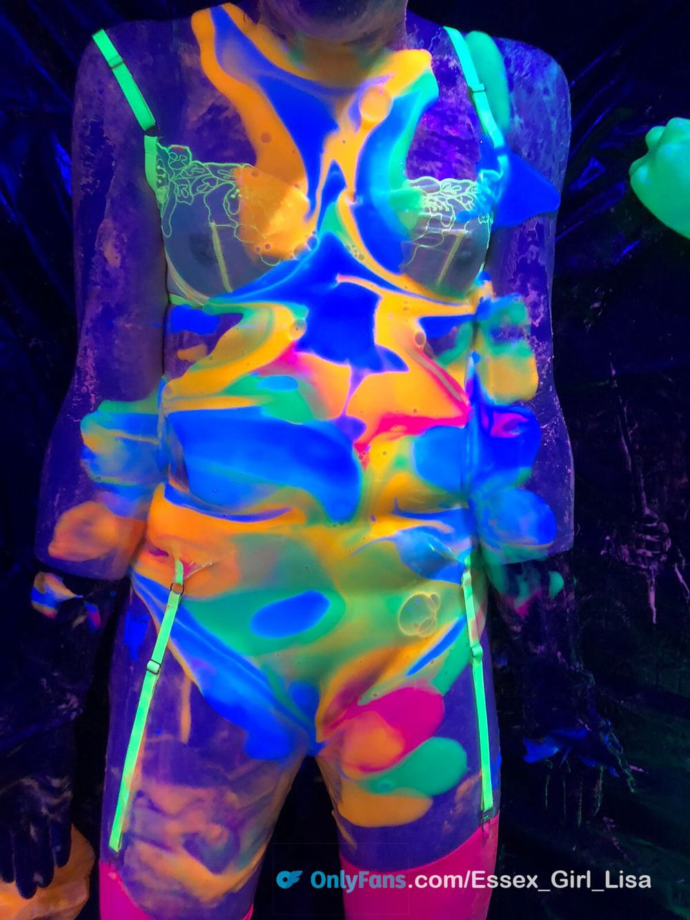 Playing with glow in the dark UV slime with my slave  #12