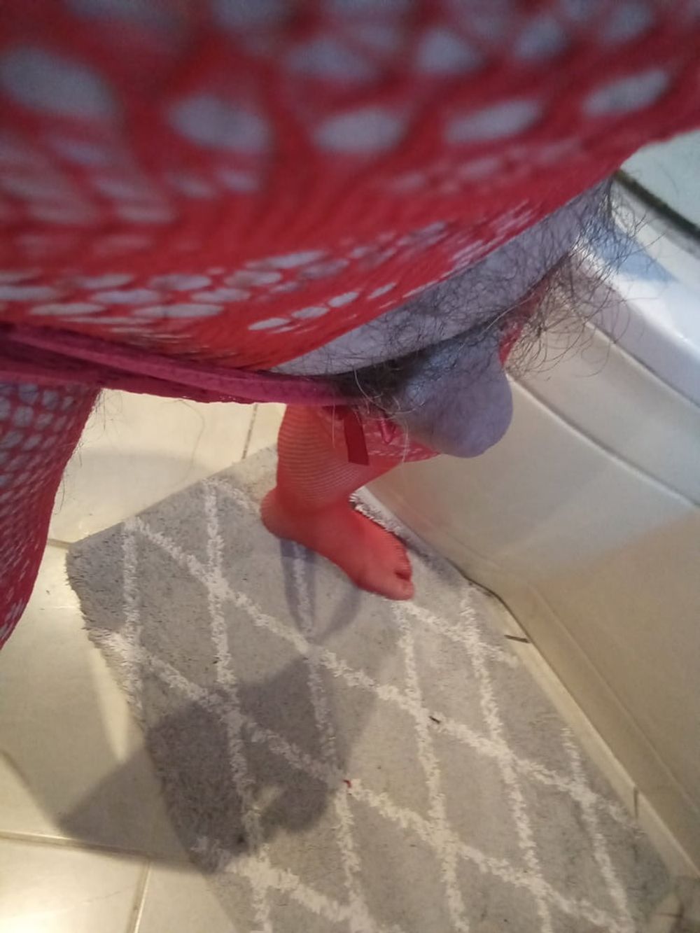 New crotchless red body stocking and two different panties #43