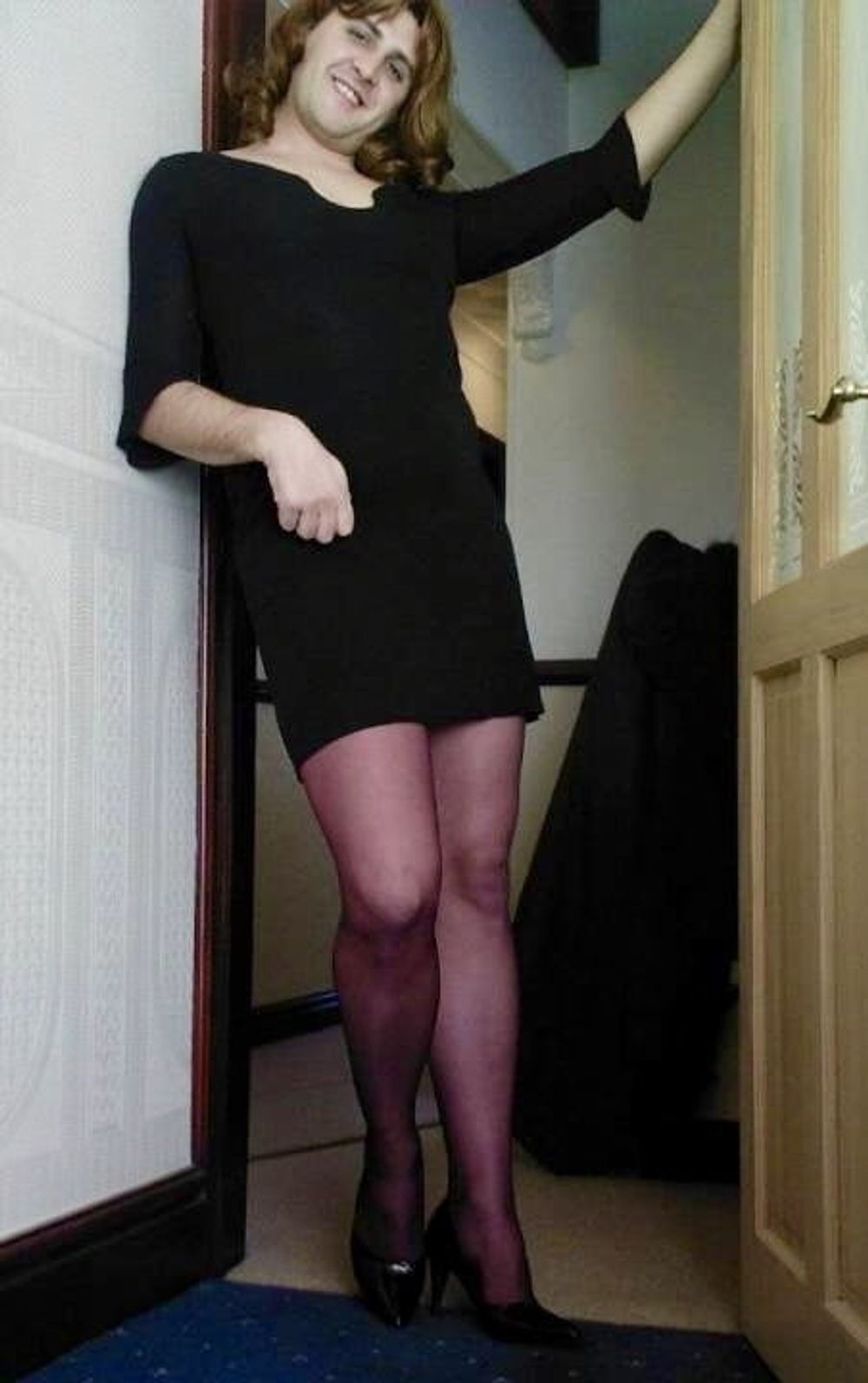 Black Dress and Purple Hold ups #14