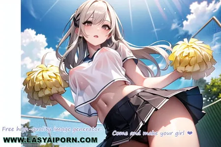 hot anime cheerleader motivating you transparent cloth         