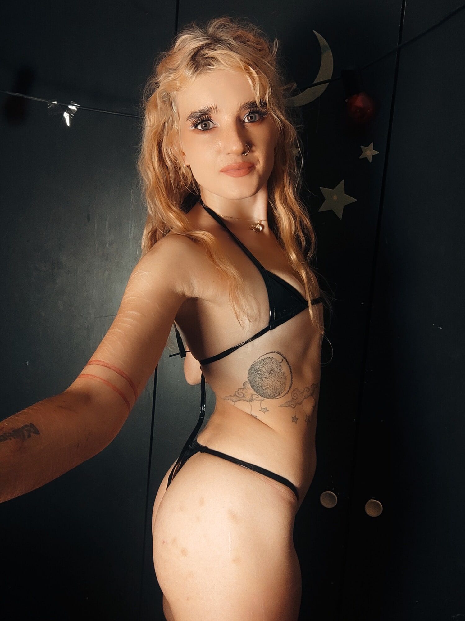 I'm feeling playful in my little fake leather bikini  #2