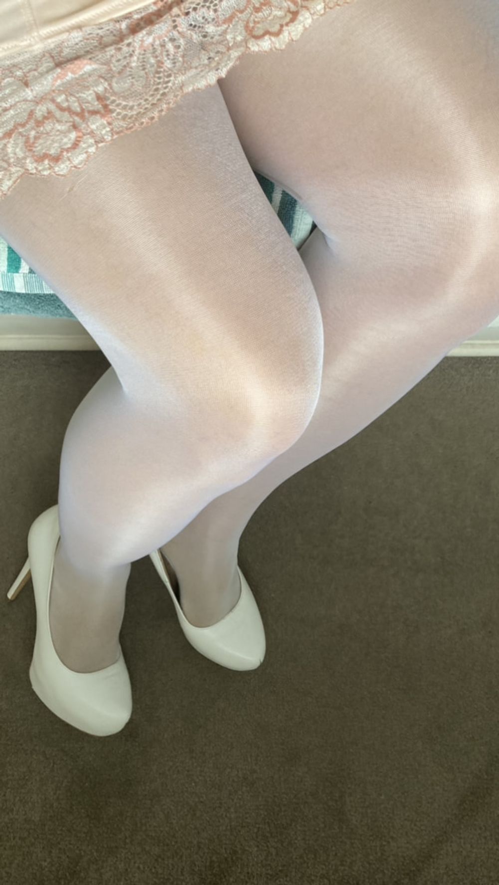 My legs in shiny glossy tights and sexy high heels #23