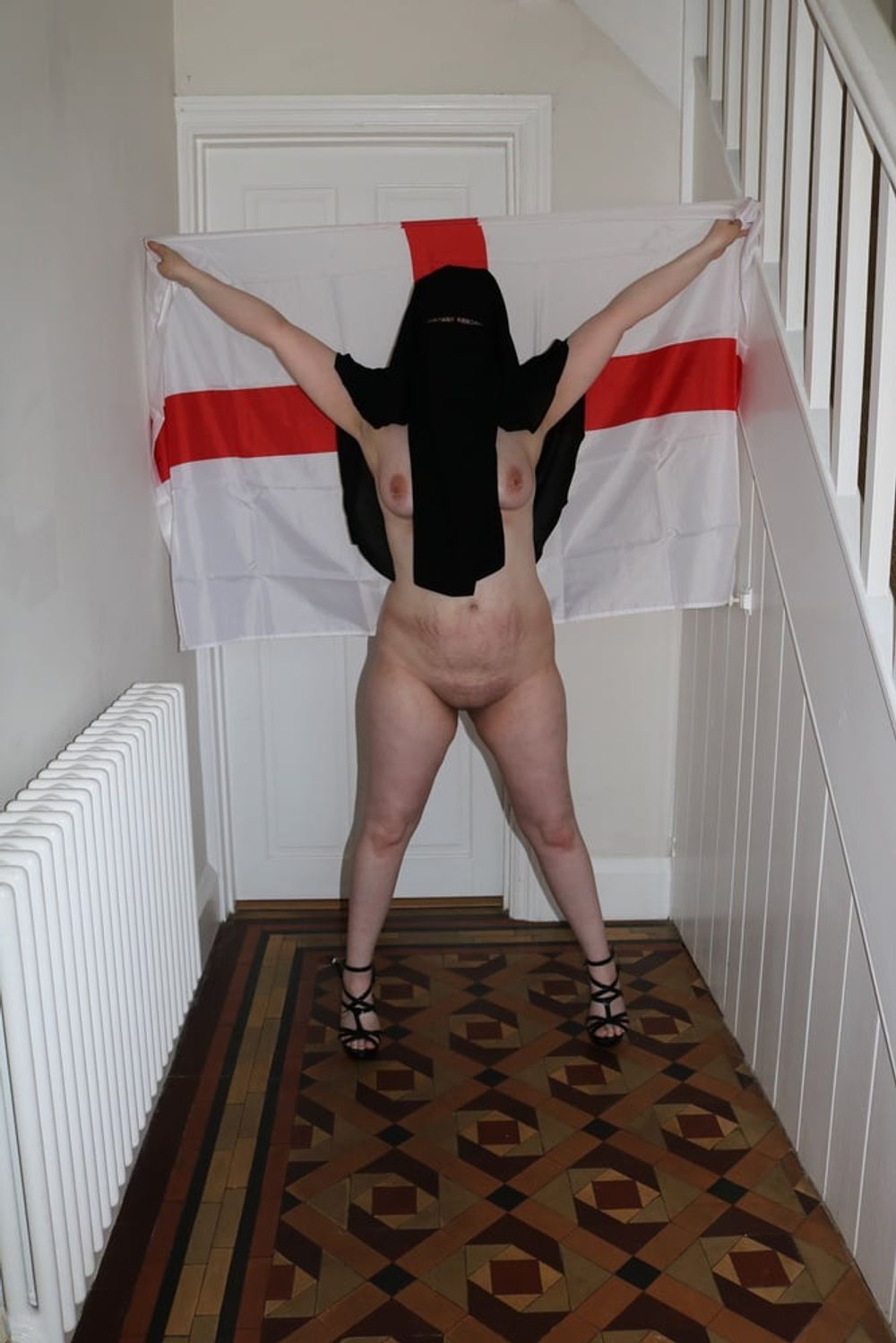 Wearing Niqab and England Flag #18