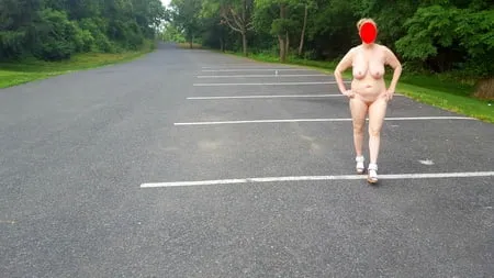 naked parking lot walk         